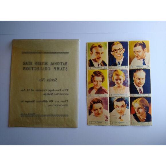 1932 Original National Screen Star Stamps Set 18 + Envelope Tom Keene Irene Dunn - Picture 3 of 6